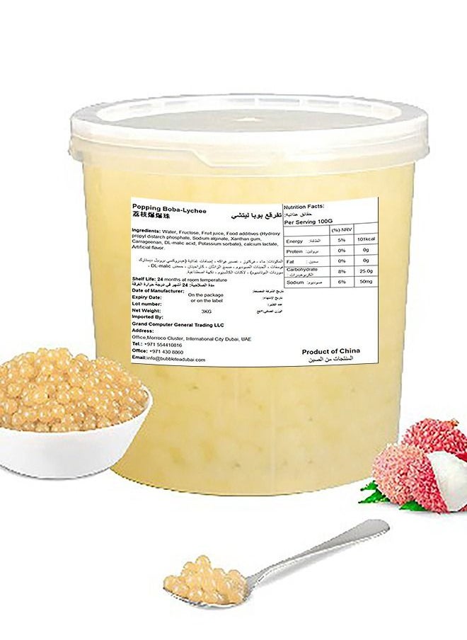 BOSTON COOLERS - Lychee Boba Premium Boston Coolers 3 Kg For Bubble Tea Milk Tea Fruit Tea And Smoothie - Image 1
