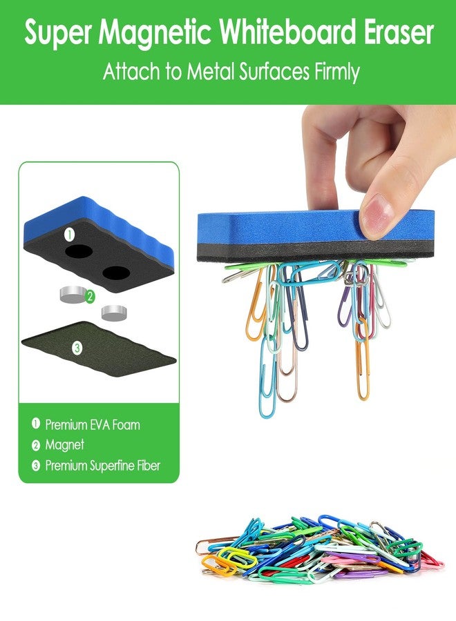 CREGEAR Magnetic Whiteboard Erasers, 4 Pack Dry Erase Board Erasers with Strong Magnet, Reusable Whiteboard Cleaning Pads for Whiteboard and Chalkboard Office Classroom Home, 4 Color, 4 x 2 x 0.6 Inch - Image 3