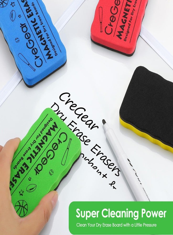 CREGEAR Magnetic Whiteboard Erasers, 4 Pack Dry Erase Board Erasers with Strong Magnet, Reusable Whiteboard Cleaning Pads for Whiteboard and Chalkboard Office Classroom Home, 4 Color, 4 x 2 x 0.6 Inch - Image 2
