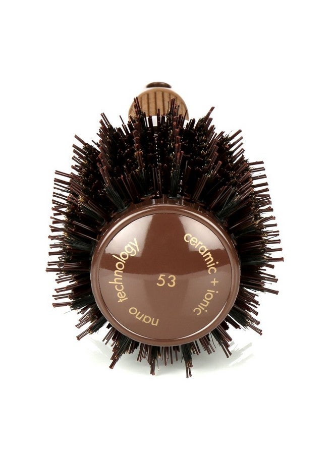 H&S Round Brush For Blow Drying 2 Inch Thick Large Ceramic Styling Boar Bristle Brush Ionic & Nano Technology For Voluminous Hair - Image 2