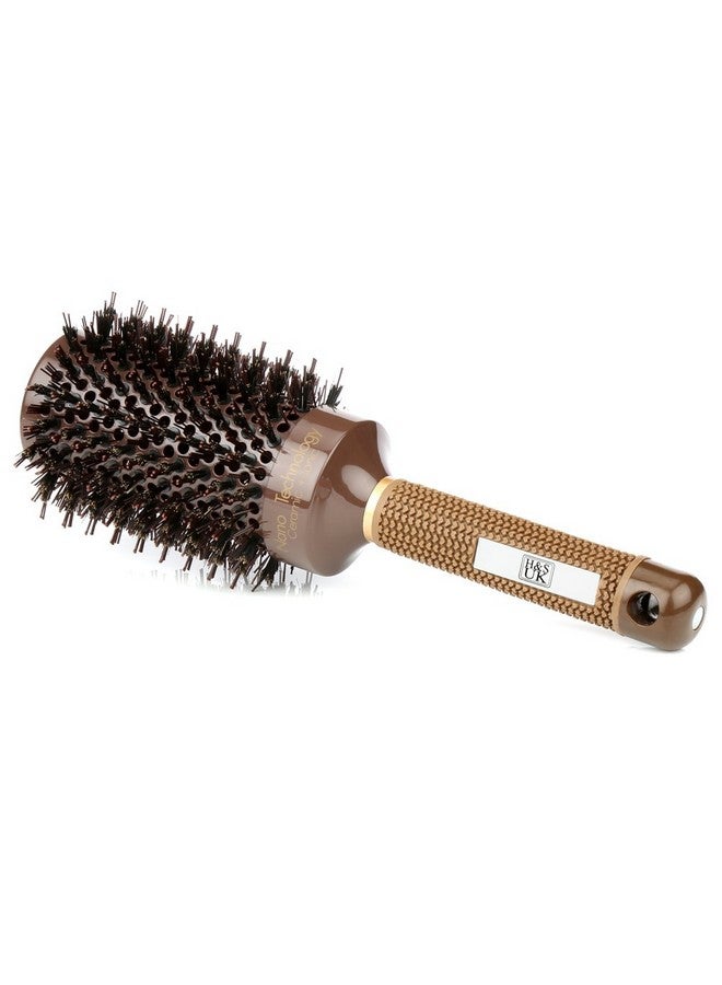 H&S Round Brush For Blow Drying 2 Inch Thick Large Ceramic Styling Boar Bristle Brush Ionic & Nano Technology For Voluminous Hair - Image 3