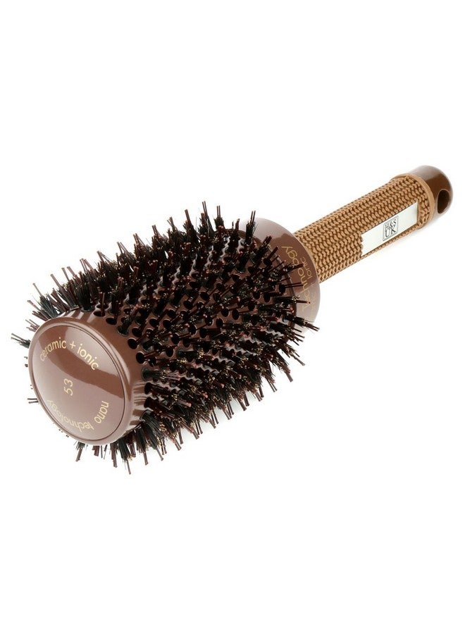 H&S Round Brush For Blow Drying 2 Inch Thick Large Ceramic Styling Boar Bristle Brush Ionic & Nano Technology For Voluminous Hair - Image 4