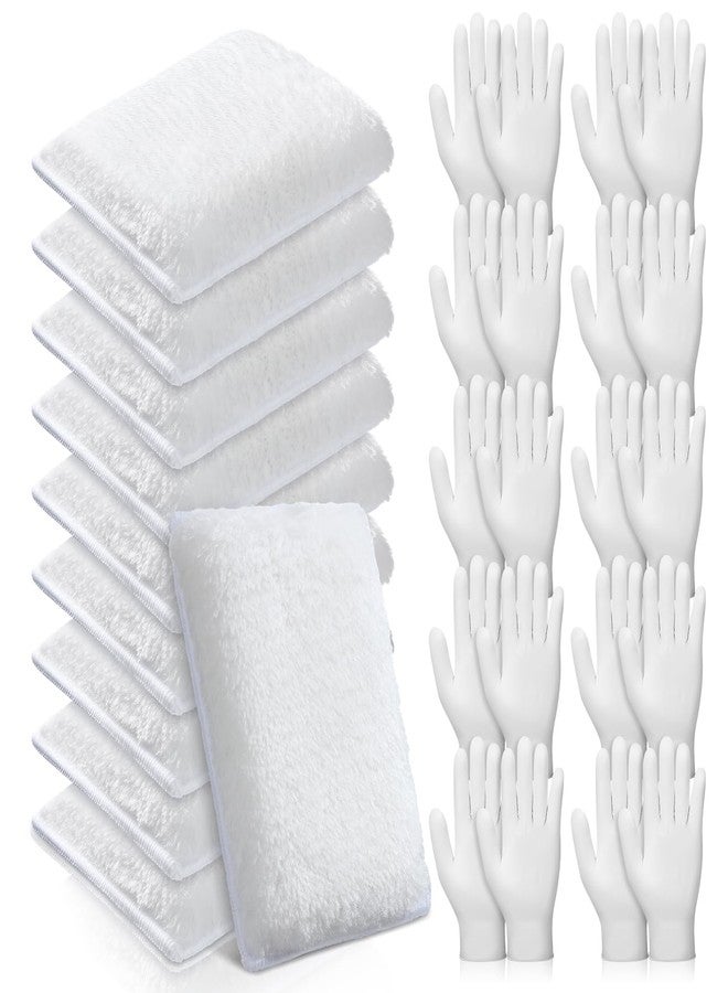 Ziliny 20 Pcs Faux Lambswool Wood Staining Kit Applicator and Disposable Nitrile Gloves Reusable Stain Sponge Pads for Wood Oil Based Finishes Cleaning - Image 1