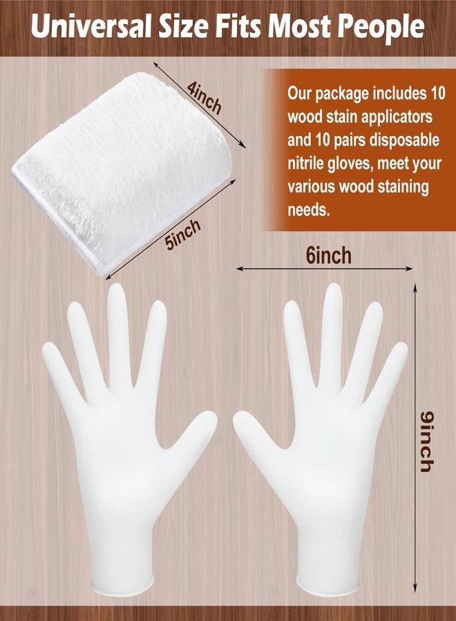 Ziliny 20 Pcs Faux Lambswool Wood Staining Kit Applicator and Disposable Nitrile Gloves Reusable Stain Sponge Pads for Wood Oil Based Finishes Cleaning - Image 3