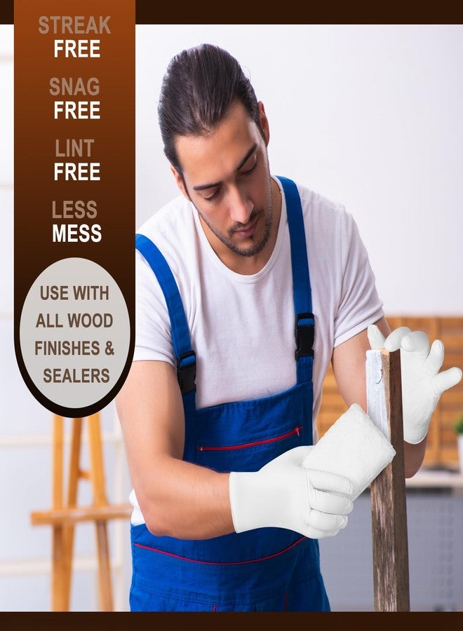 Ziliny 20 Pcs Faux Lambswool Wood Staining Kit Applicator and Disposable Nitrile Gloves Reusable Stain Sponge Pads for Wood Oil Based Finishes Cleaning - Image 2