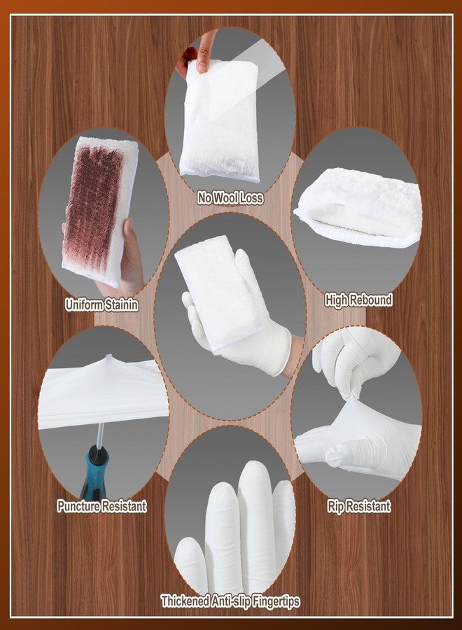 Ziliny 20 Pcs Faux Lambswool Wood Staining Kit Applicator and Disposable Nitrile Gloves Reusable Stain Sponge Pads for Wood Oil Based Finishes Cleaning - Image 5