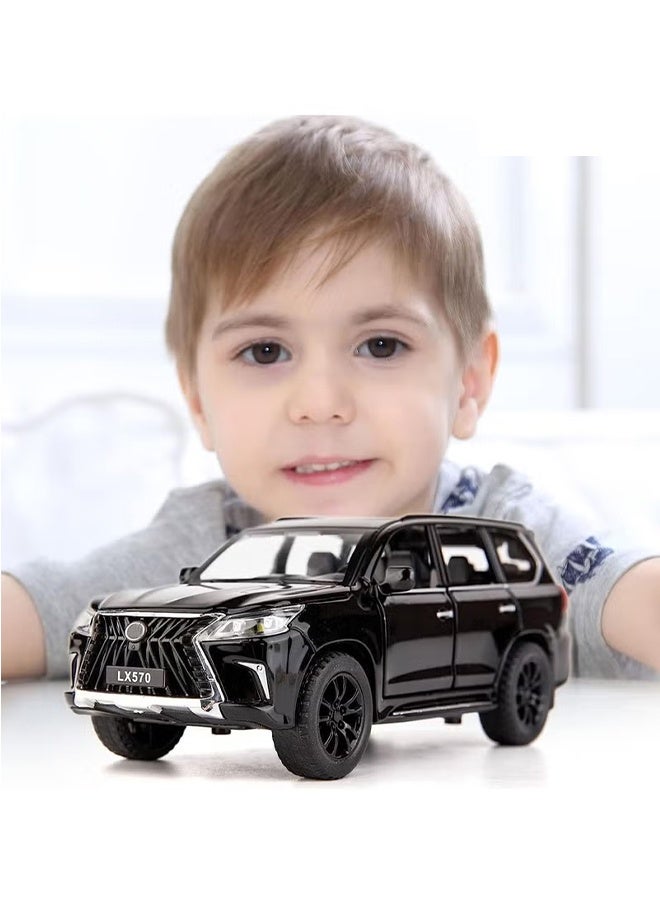 ليكسين سيارة ليكسين LX570 مصبوبة من المعدن - نموذج لعبة مع حركة سحب للخلف، ومؤثرات صوتية وضوئية (16 × 7 × 6 سم) - Image 2