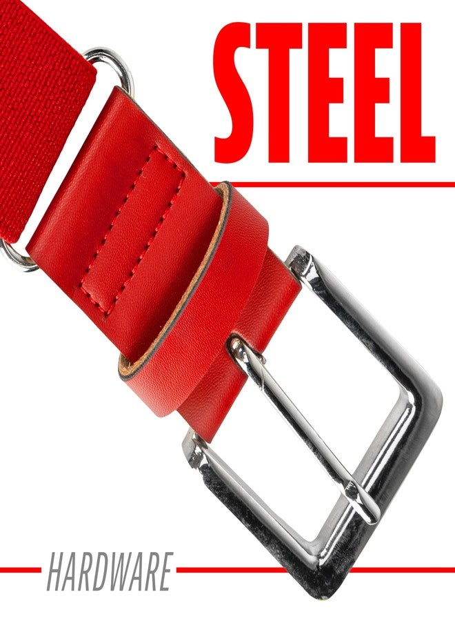Franklin Sports MLB Adult + Youth Baseball Belt - Belt for Teeball, Baseball + Softball - Boys + Girls Adjustable Size Adult + Youth Belt for Baseball + Softball Pants - 27" to 48" Inch Waist - Red - Image 4