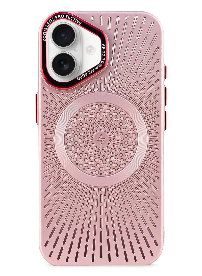 Generic - New Heat Dissipation Magsafe phone case Ultra Slim for iphone 16 (6.1 Inch) Support Magnetic Wireless Charge Shockproof Bumper cover (Rose Gold) - Image 1