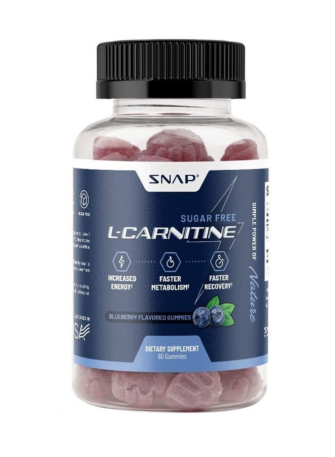 SNAP SUPPLEMENTS L-Carnitine Sugar-Free Blueberry Gummies Increased Energy¹ Jump Start Metabolism² Exercise Recovery³, Free Of Big 8 Allergens. Dietary Supplement 60 Gummies - Image 1