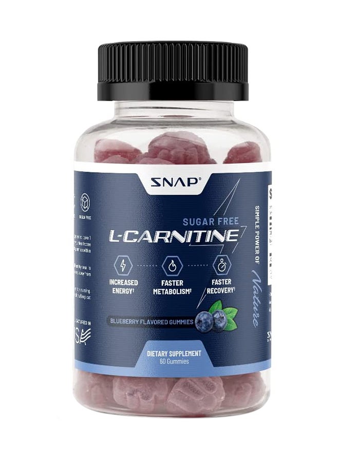 SNAP SUPPLEMENTS - L Carnitine Suger free blueberry gummies  Increased Energy, Jump start metabolism, Exercise recovery, Dietary Supplement 60 Gummies - Image 1