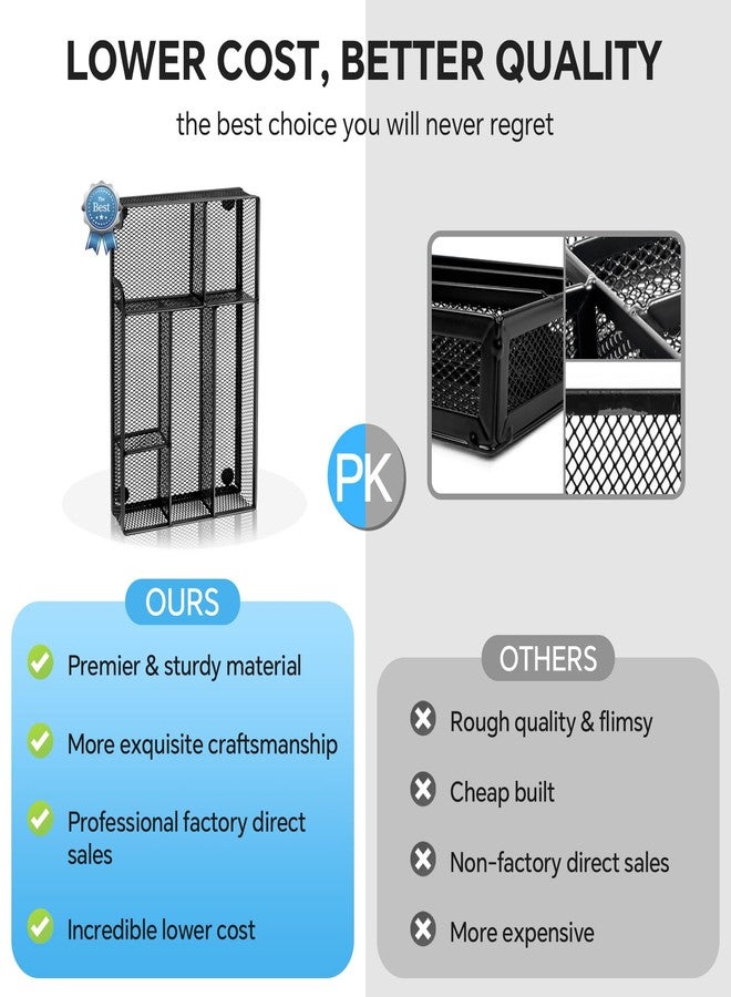 Kciplab Desk Drawer Organizer, Office Drawer Divider Organizer Tray with 6 Compartments, Metal Mesh Desktop Organization and Accessories for Stationery Makeup Kitchen Toolroom School ＆ Office (Small, Black) - Image 4