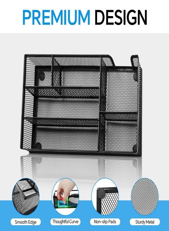Kciplab Desk Drawer Organizer, Office Drawer Divider Organizer Tray with 6 Compartments, Metal Mesh Desktop Organization and Accessories for Stationery Makeup Kitchen Toolroom School ＆ Office (Small, Black) - Image 3