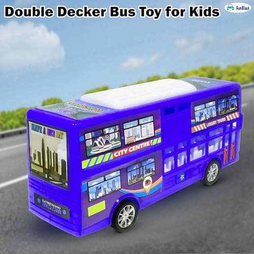 FunBlast Double Decker Bus Toy for Kids – Pull Back Vehicle Toy, Push & Go Toy Bus for Boys & Girls Age 3+, Fun Birthday Gift for Kids (Blue) - Image 3