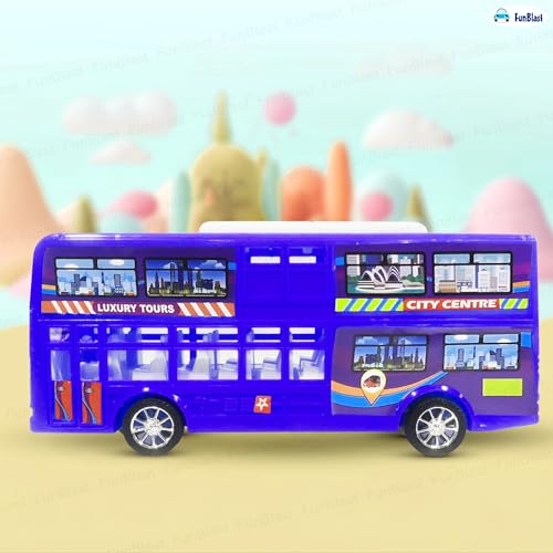 FunBlast Double Decker Bus Toy for Kids – Pull Back Vehicle Toy, Push & Go Toy Bus for Boys & Girls Age 3+, Fun Birthday Gift for Kids (Blue) - Image 5