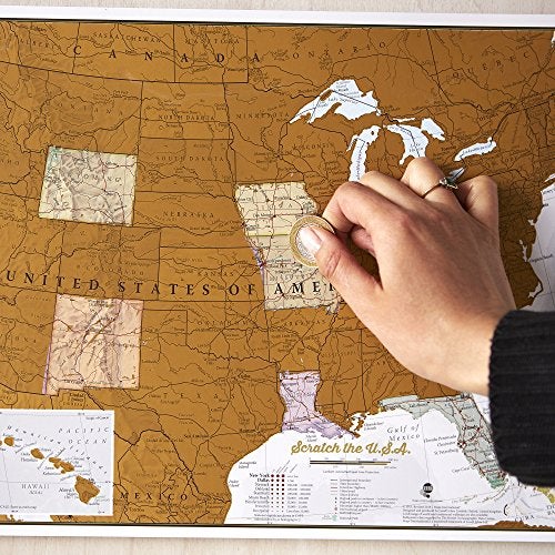 Maps International Scratch Off Map of the United States - USA Wall Map - Scratch Off - Detailed cartography - US States - National Parks - Image 3