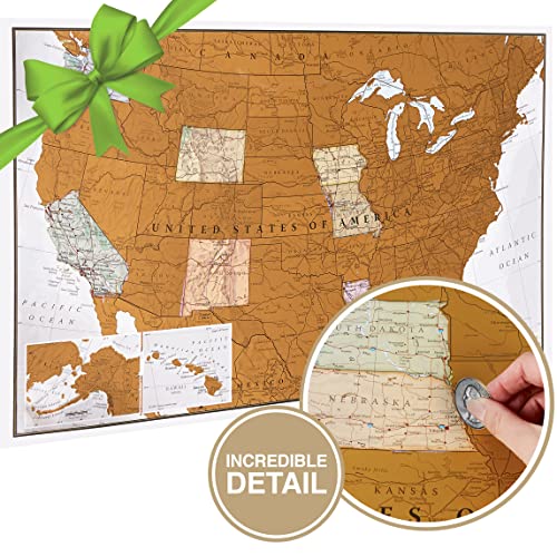 Maps International Scratch Off Map of the United States - USA Wall Map - Scratch Off - Detailed cartography - US States - National Parks - Image 1
