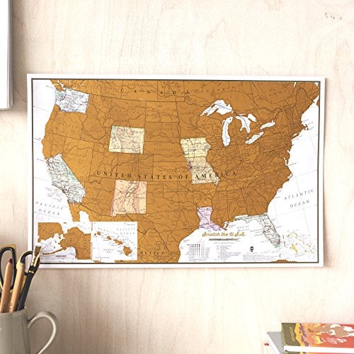 Maps International Scratch Off Map of the United States - USA Wall Map - Scratch Off - Detailed cartography - US States - National Parks - Image 2