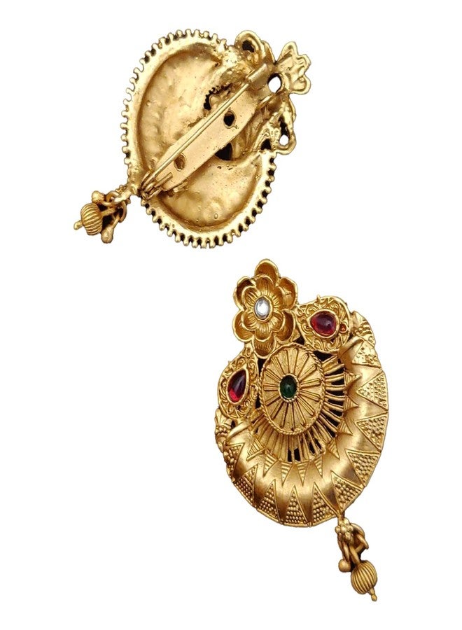 Prayosha دبوس ساري أنيق مطلي بالذهب من برايوشا للنساء (عبوة من قطعة واحدة) - Image 2