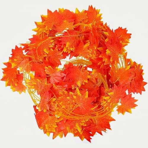 SpecialYou.in Polyester Special You 12pcs Artificial Orange Maple Vines, 8ft Fake Leaves Autum Vines for Backdrop, Wedding, Home Decor, Birhday, Balcony Decor, Festival, Wedding, Aesthetic Room Decor - Image 4