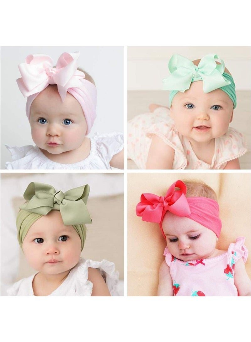 KASTWAVE Bows Headbands Baby Girls Elastic Nylon Headbands Turban Hair Accessories for Newborns Infants Toddlers and Kids 20pcs 6 Inches - Image 3