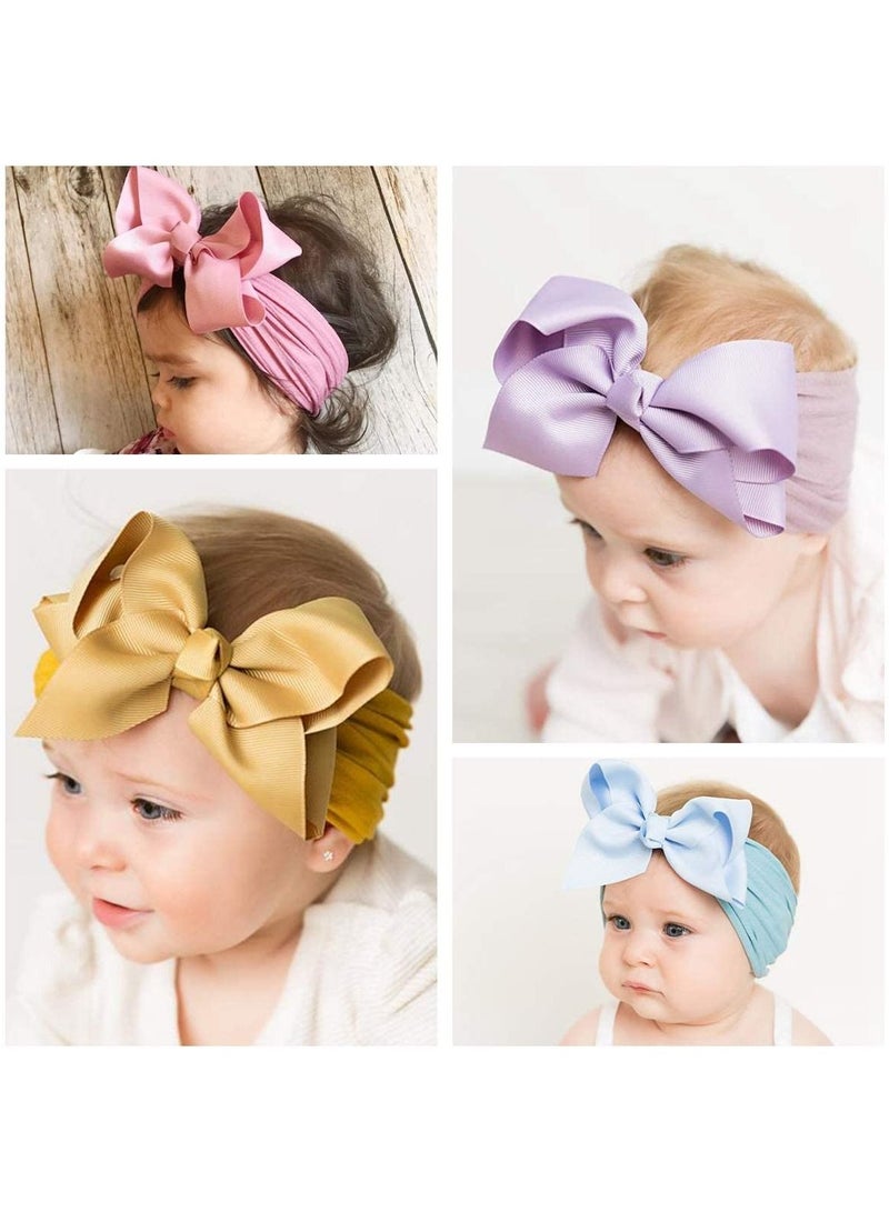 KASTWAVE Bows Headbands Baby Girls Elastic Nylon Headbands Turban Hair Accessories for Newborns Infants Toddlers and Kids 20pcs 6 Inches - Image 4