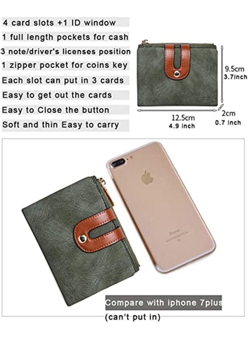 SOLARAE Wallet, Women's Rfid Small Bifold Leather Wallet Ladies Mini Zipper Coin Purse id card Pocket, Slim Compact Thin (Green) - Image 5