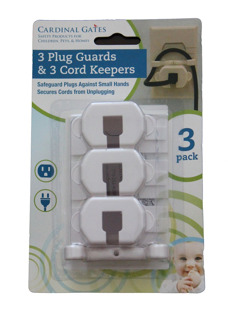 Cardinal Gates 3 Piece Plug Guard and Cord Keeper White