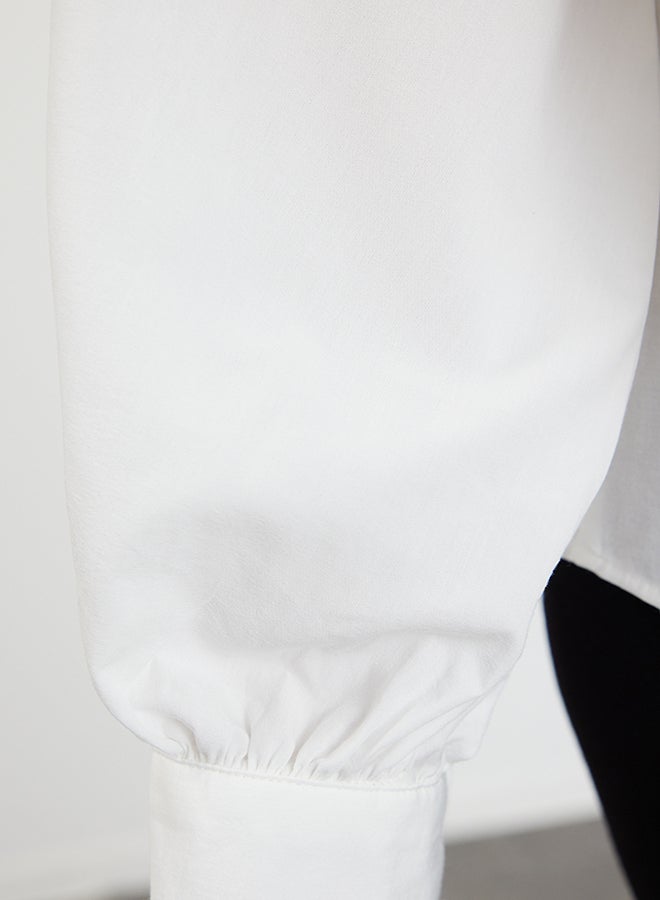 trendyol Ecru Balloon Sleeve Oversize Wide Fit Woven Shirt TWOAW25GO00013 - Image 3