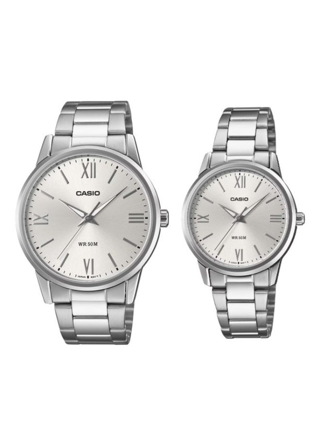 CASIO 2-Piece Stainless Steel Analog Watch Set MTP/LTP-1303DD-7AV