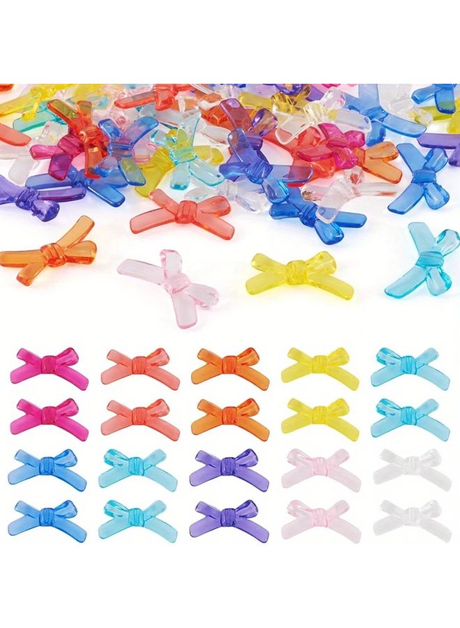 Red Acrylic Bow Spacer Beads 50pcs 20x34mm Jewelry Making Supplies - Image 1