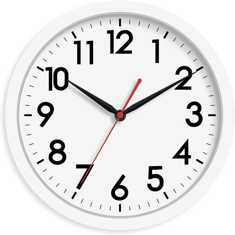 AKCISOT AKCISOT 12 Inch Wall Clock Silent Non Ticking Modern Wall Clocks Battery Operated Analog Classic Clock Decorative for Bedroom Kitchen Home Office Bathroom School Living Room White 