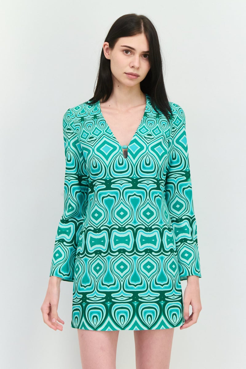 MANGO Women Abstract Print Mini Dress, Multicolor - Image 1