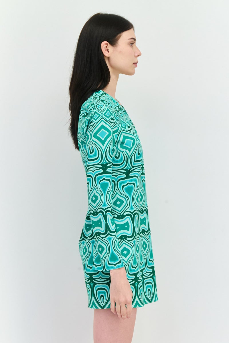 MANGO Women Abstract Print Mini Dress, Multicolor - Image 4