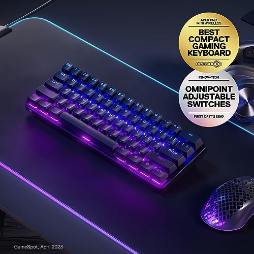 SteelSeries Apex Pro Mini Wireless Keyboard - 60% Design - OmniPoint 2.0 - Quantum 2.0 Wireless - Double Shot PBT Keycaps - Black - Image 2