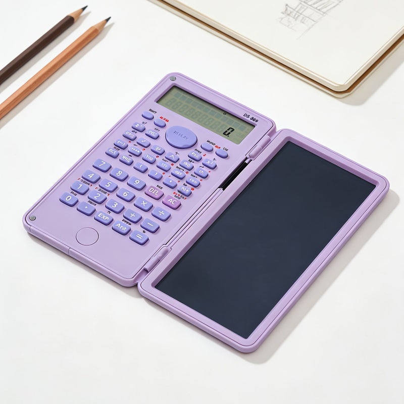 1pc Purple Soft Color Folding Calculator With Stylus 12 Digit Calculation One Button Clear Scientific Functions Compact Design - Image 1