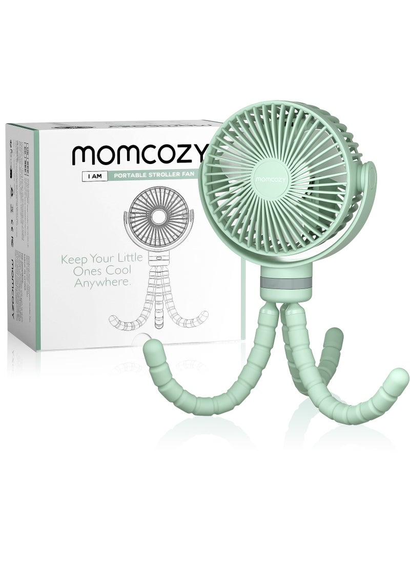 Momcozy Portable Stroller Fan, 27H Ultra-long Battery Life, Detachable 4 Speed 360°Rotate, LED Night Light with 2 Modes  - Image 1