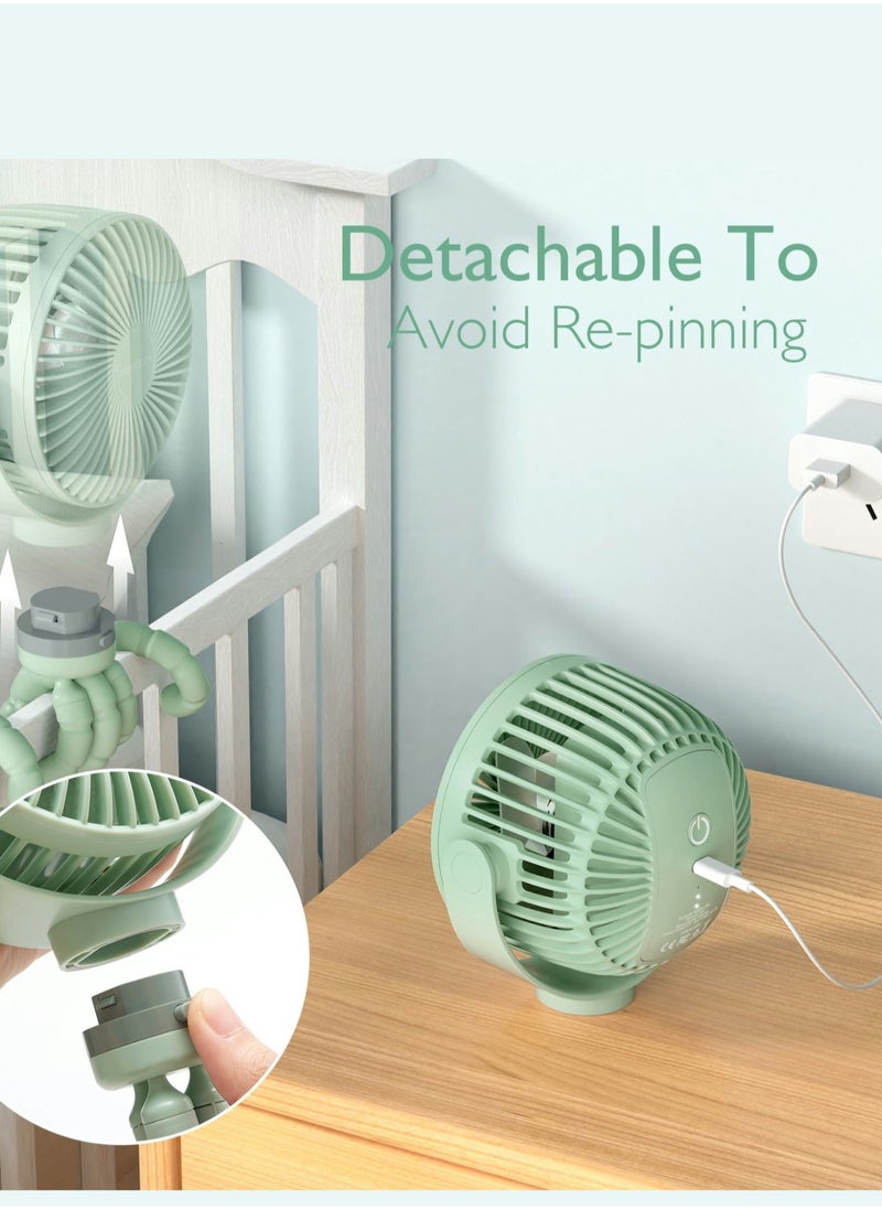 Momcozy Portable Stroller Fan, 27H Ultra-long Battery Life, Detachable 4 Speed 360°Rotate, LED Night Light with 2 Modes  - Image 5