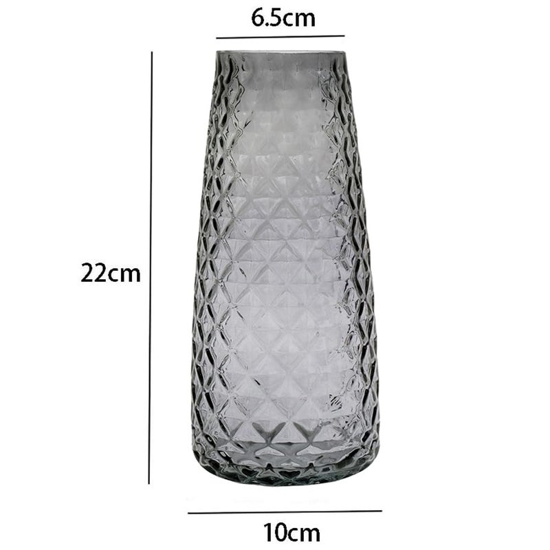 STORE 2508 Store2508 Glass Flower Vase Translucent Diamond Pattern 1pc, Grey - Image 3