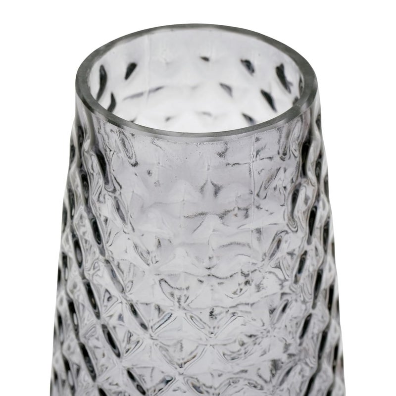 STORE 2508 Store2508 Glass Flower Vase Translucent Diamond Pattern 1pc, Grey - Image 2