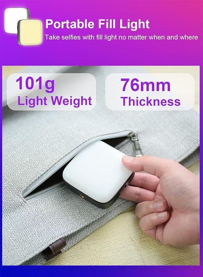 Anna&Mo 💡 LED Video Light – Computer Light for Meetings, Adjustable Pocket Fill Light with Clips, 60 Beads, 3 Colors, 9 Modes, 1200mAh Battery - Image 5