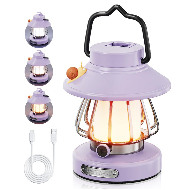 HOMY Snail Camping Lantern for Kids Rechargeable Portable Night Light with 3 Colors & Dimmable, Outdoor Camping Gear, Indoor Bedroom Tent Nightlight Gift for Toddlers - Image 1