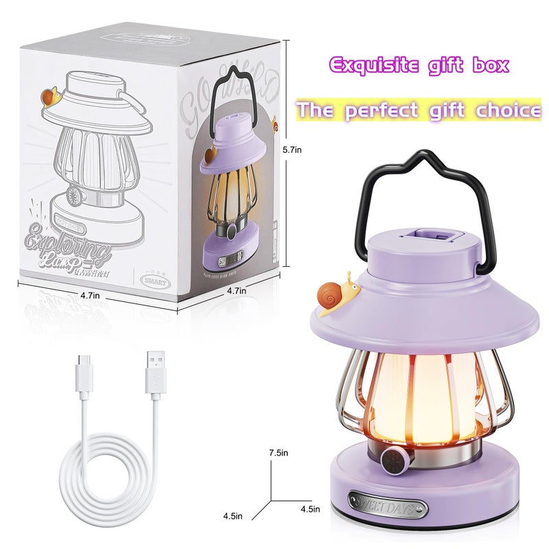 HOMY Snail Camping Lantern for Kids Rechargeable Portable Night Light with 3 Colors & Dimmable, Outdoor Camping Gear, Indoor Bedroom Tent Nightlight Gift for Toddlers - Image 5