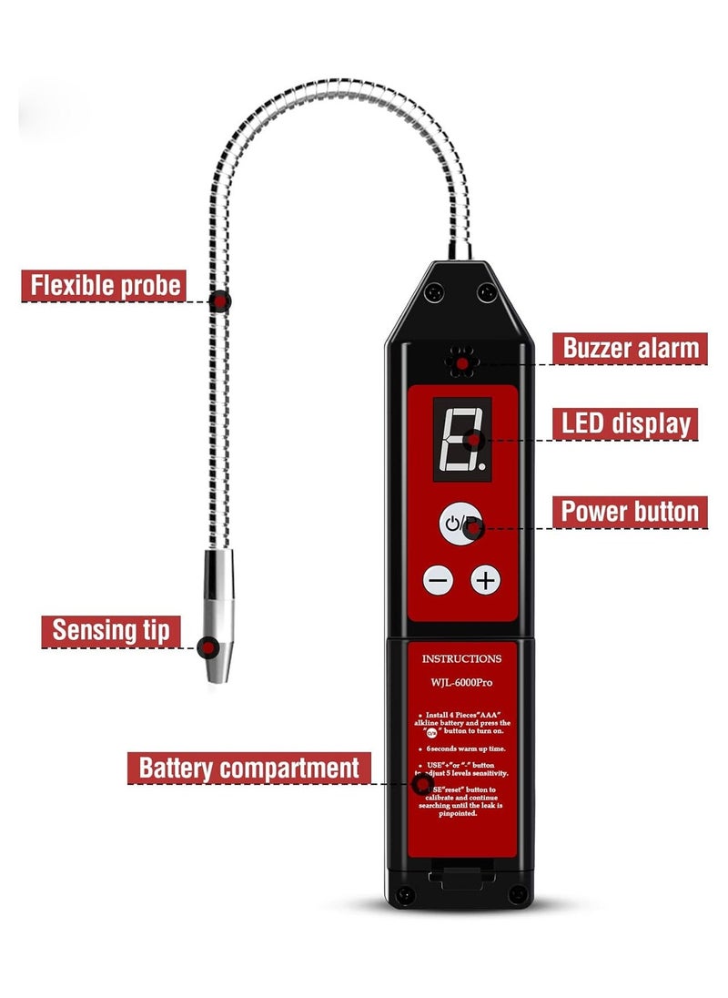 Refrigerant Leak Detector HVAC, Aprvtio WJL-6000Pro Freon Leak Detector Freon Sniff Halogen Gas Leak Detector, Higher Sensitivity(up to 0.14oz/yr) R22 R410A R134A R1234YF CFCs HCFCs HFCs - Image 2