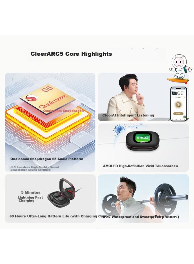 Cleer Arc 5th Gen Sound Arc Open-ear Ai Smart Dolby Master Quality Bluetooth Sports Earphones + Dust Removal Pen Lightweight White Sports Edition Gift For Couples - Image 2