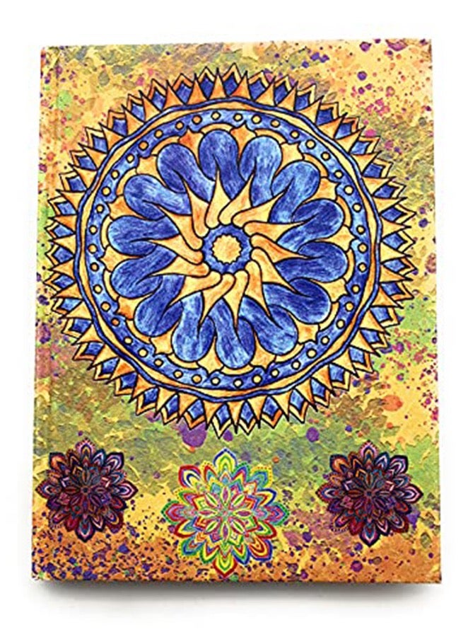 A5 Handmade Mandala Notebook 200 Lined Pages Sunny Beige - Image 1