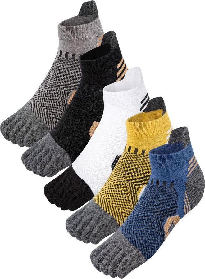 ABTRAV Men's Toe Socks Cotton Athletic Socks No Show Five Finger Sports Socks Arch Support Ankle Socks 6-9/9-12 - Image 1