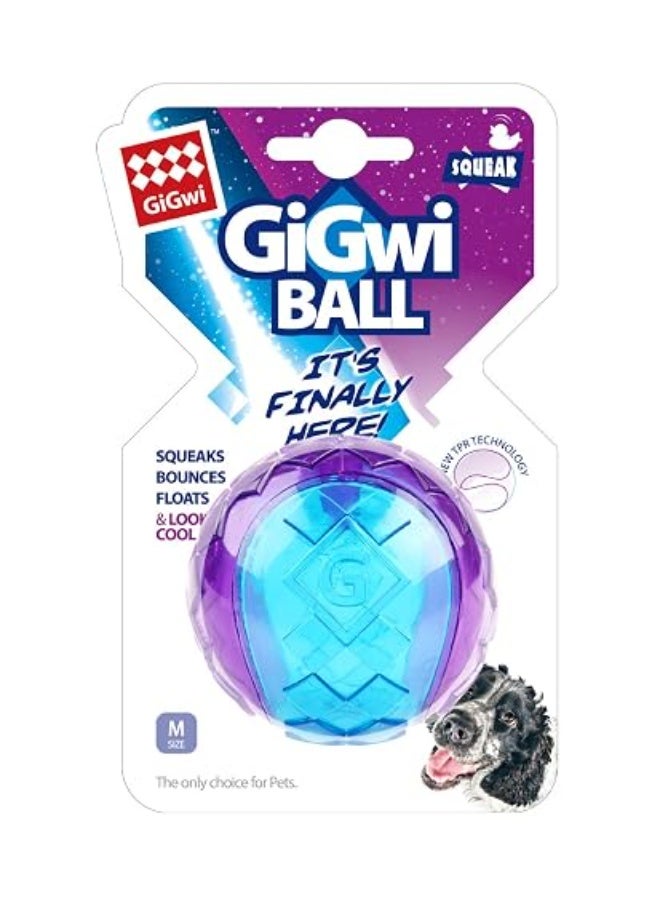 لعبة Gigwi G-Ball للكلاب - لون بنفسجي/أزرق، شفافة، مزودة بصافرة (مقاس متوسط)