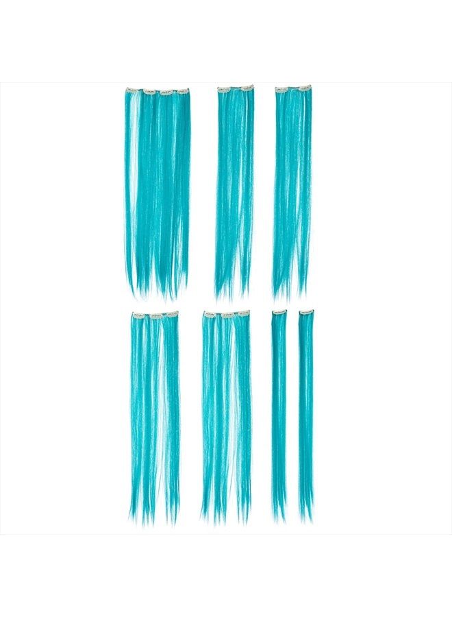 SWACC 7 قطع من تسريحات الشعر الملونة القابلة للتثبيت على الرأس (22 بوصة مستقيم، أزرق فواتح) - Image 2