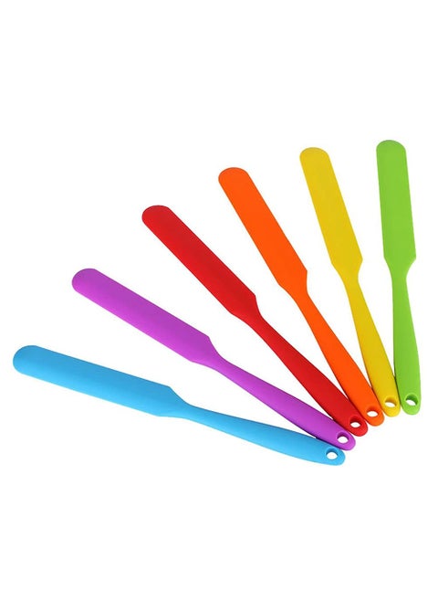 Small Silicone Spatulas Bulk for Kitchen Baking Cake Icing Resin Craftset of 6 Mini Silicon Scraper Tool Jar Spatula with Long Handle Heat Resistant Waxing Sticks Large with Slant for Hard Wax